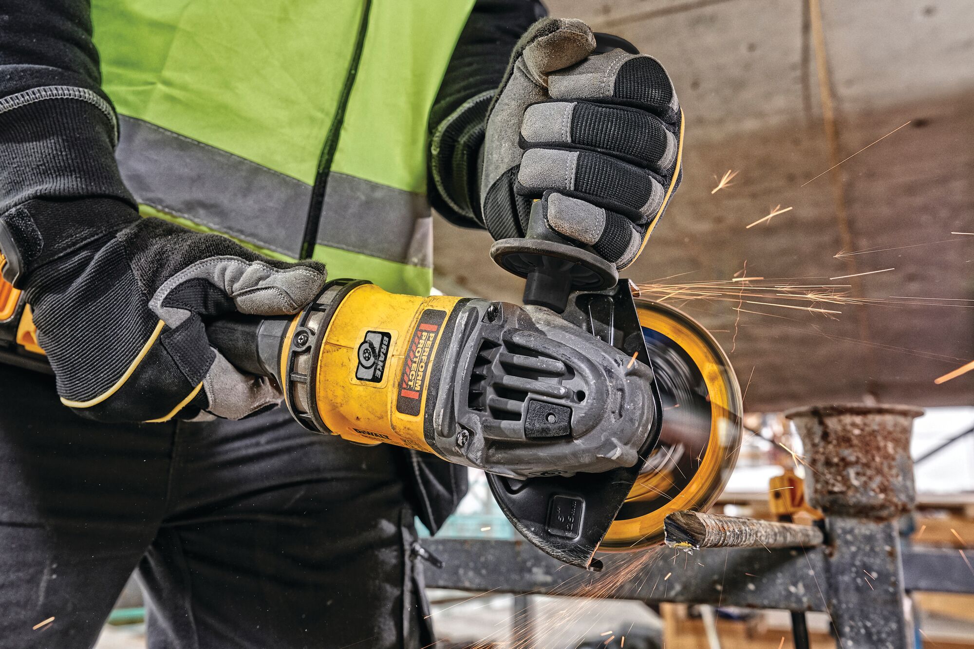 6 INCH CORDLESS GRINDER WITH KICKBACK BRAKE in action