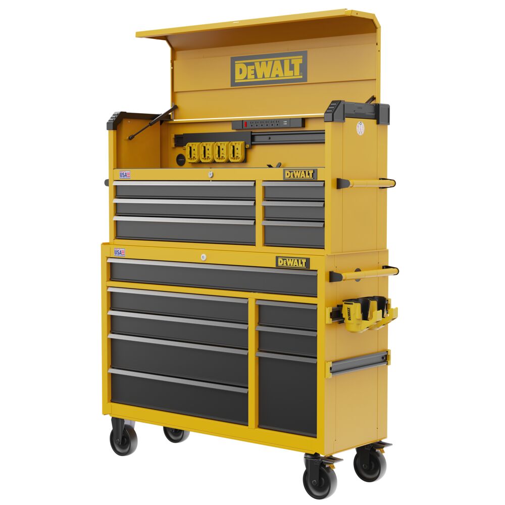 Three-Quarter View of DEWALT 52 in. Tool Storage Combo on White