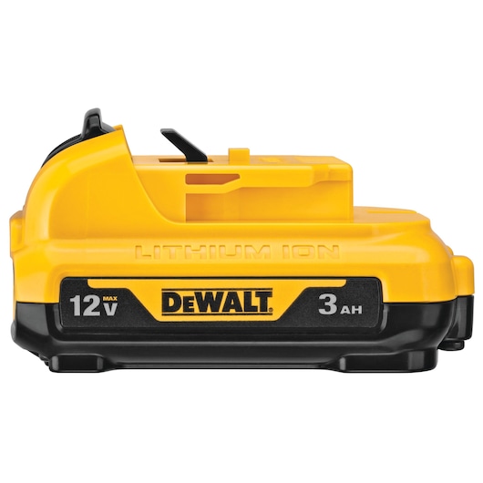 Side view of 12V XR 3AH battery DCB124