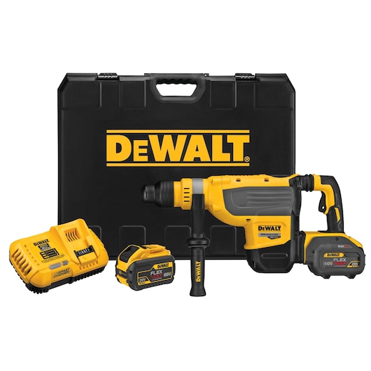 Brushless, cordless SDS MAX combination rotary hammer with its complete kit