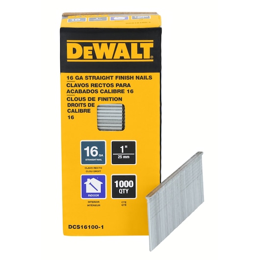 16GA Straight Finish Nails - 1" (1,000 Pack) packaging shot 