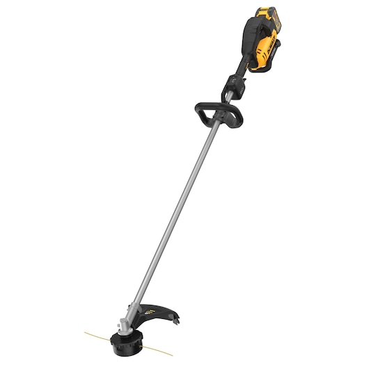 Bush cutter angled view front facing with battery with D-ring feature