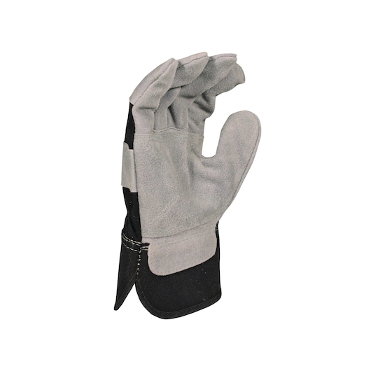 Inner side of DEWALT premium split cowhide palm glove.