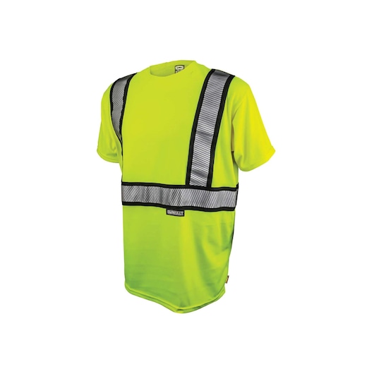 DEWALT yellow modacrylic FR short sleeved T shirt.