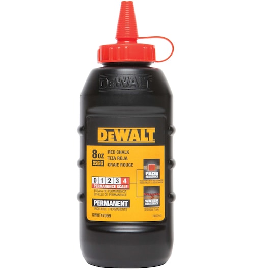 Profile of 8 ounces Chalk Red Permanent.