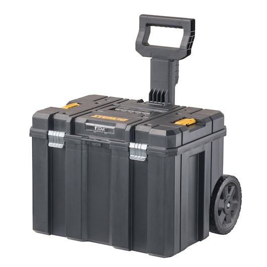 Profile of T stak  Mobile storage deep box on wheels.
