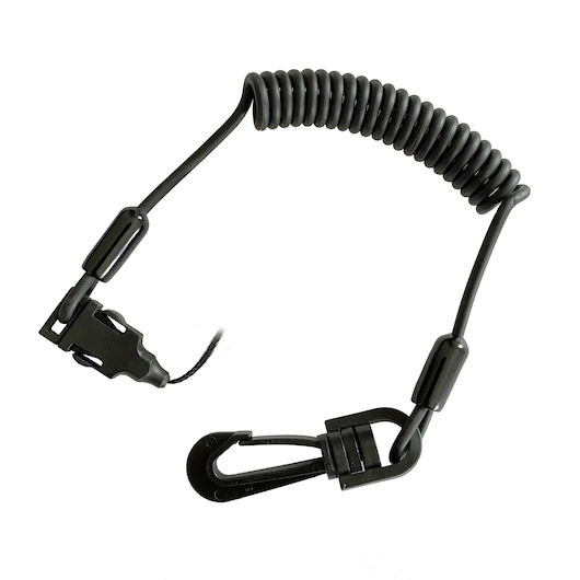 Front view of the DEWALT Clip To Loop Spring Lanyard, 2 lbs., 3 pack