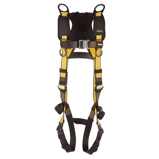 Front view of DEWALT D3000 HARNESS 5-Point, Back and Shoulder D-Rings, QC Chest, QC Legs