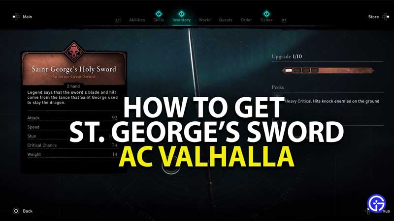 how to get saint george sword in assassins creed valhalla