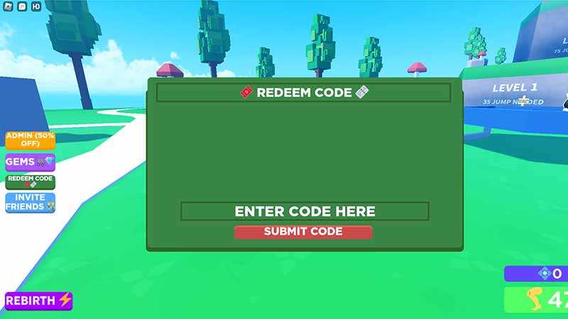  roblox but every second you get 1 jump how to redeem codes