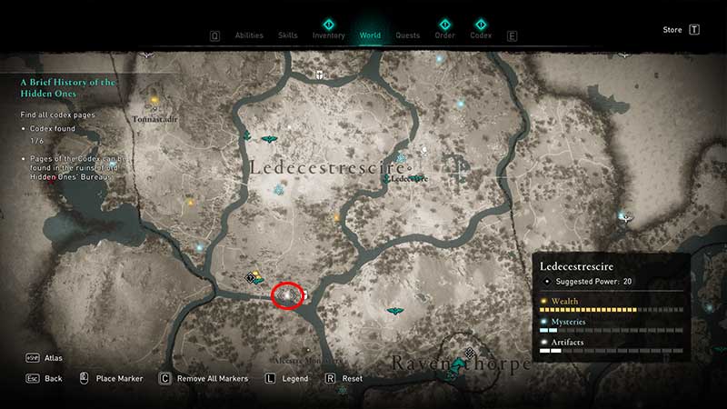 Ledecestrescire Hoard Treasure Map location in Assassin's Creed Valhalla