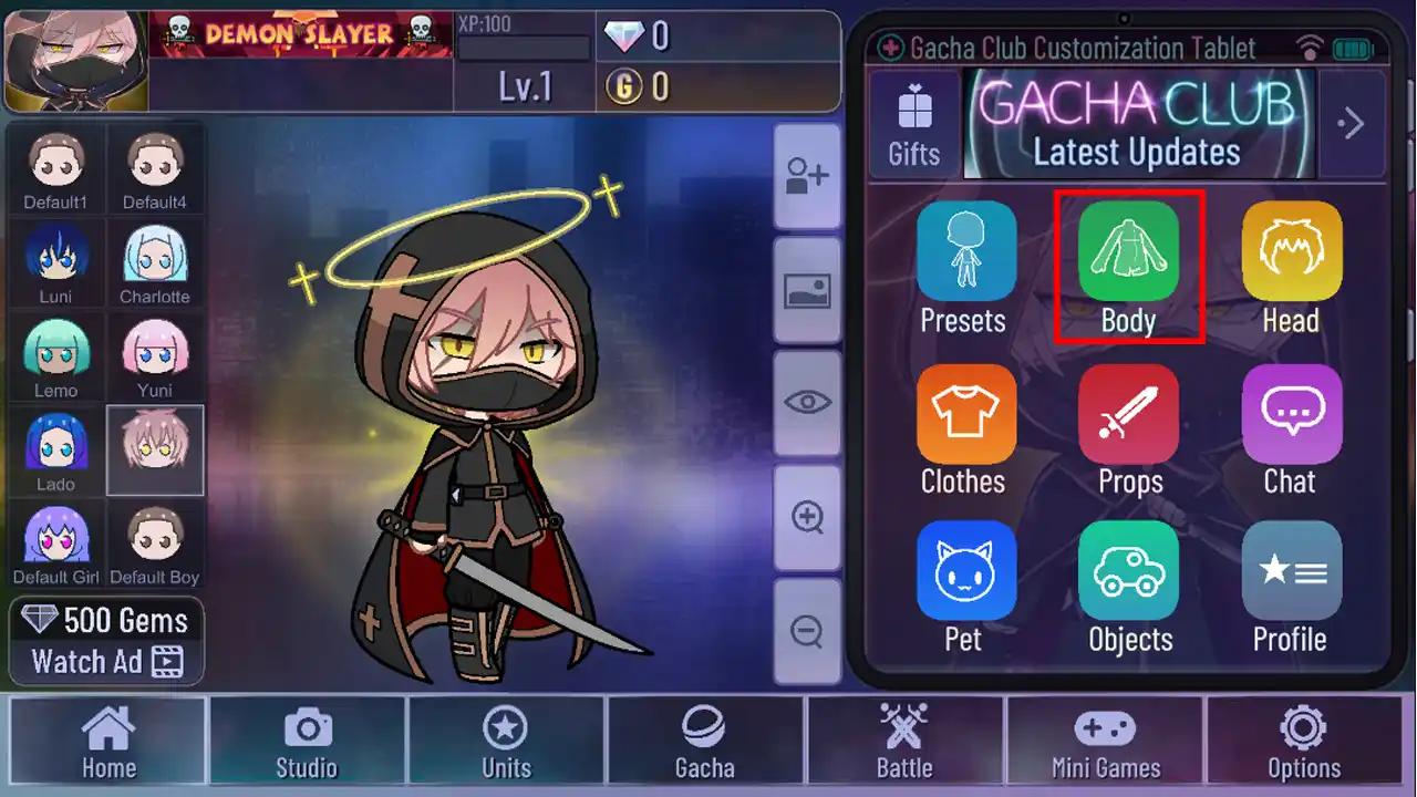 Step to Remove Character Shadow in Gacha Club