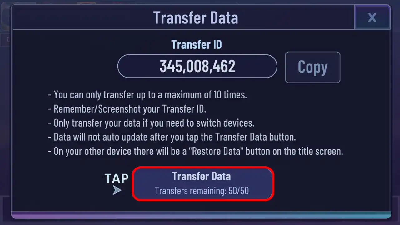 Step to upload and transfer data in gacha club